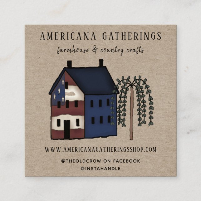 Tarjeta de Negocio Rústica Primitive Americana (Anverso)