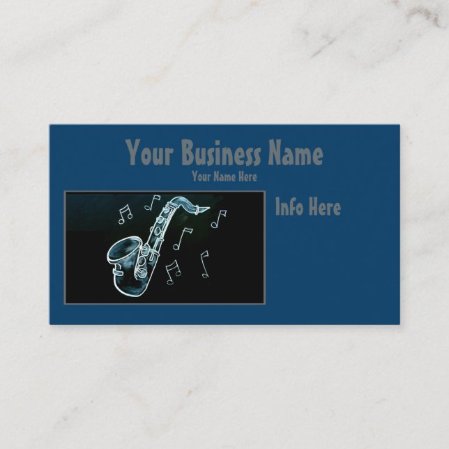 Tarjeta De Negocio Saxophone And Music Notes (Anverso)
