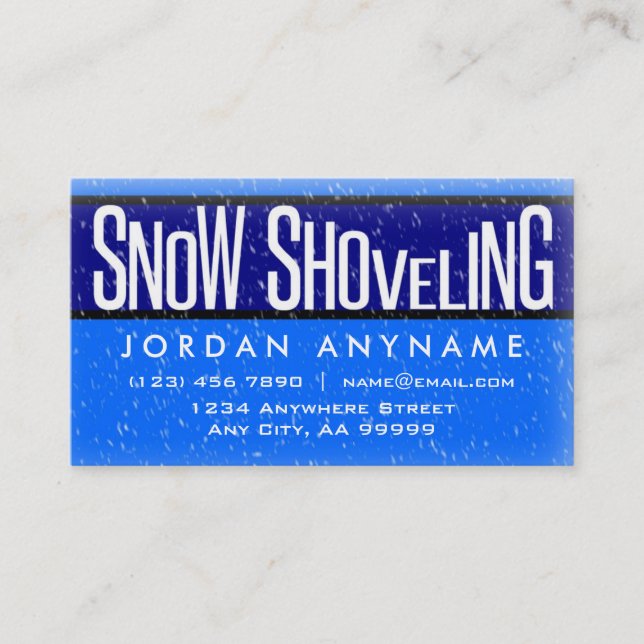 Tarjeta De Negocio Snow Shoveling With Snow Fallin (Anverso)