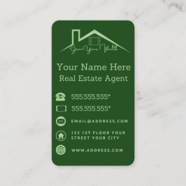 Tarjeta De Negocio Verde Para Agentes Inmobiliario