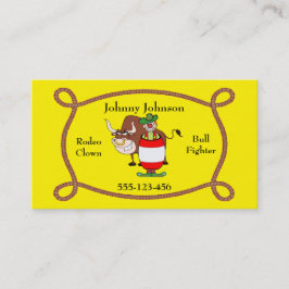 Tarjeta De Negocio Western Rodeo Clown And Bull