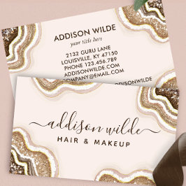 Tarjeta De Negocios Agate Geode De Purpurina Marró