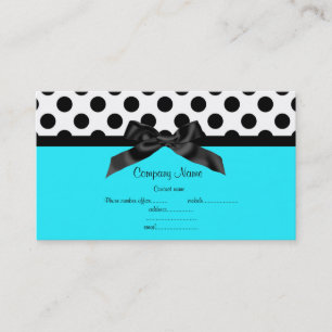 TARJETA DE NEGOCIOS AQUA BLUE WHITE POLKA DOT BOW