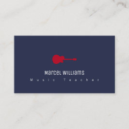 tarjeta de negocios azul con guitarra roja
