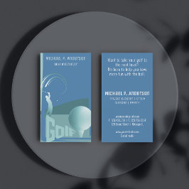 Tarjeta de negocios azul de golf para instructor d