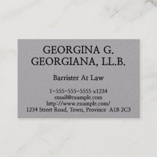 Tarjeta De Negocios Básica De Barrister En Derecho
