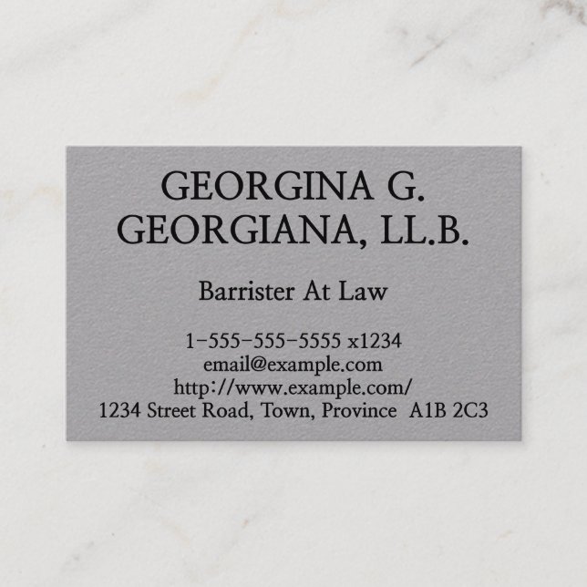 Tarjeta De Negocios Básica De Barrister En Derecho (Anverso)