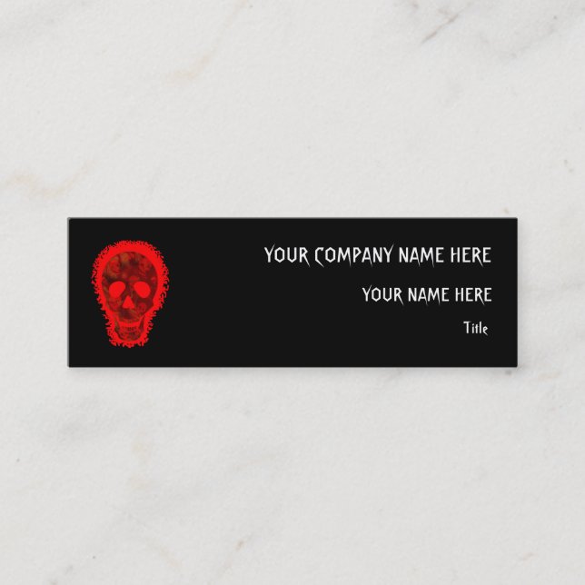 Tarjeta de negocios Big Skull Red Skinny negro (Anverso)