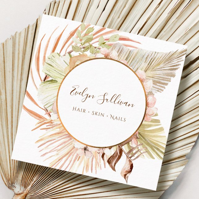 Tarjeta de negocios Boho peach green bouquet (Subido por el creador)
