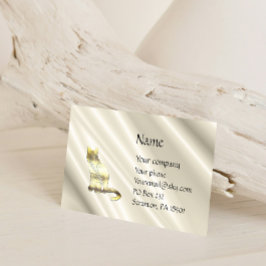 Tarjeta De Negocios Cat On White Satin