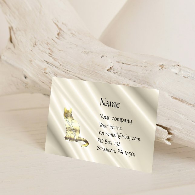 Tarjeta De Negocios Cat On White Satin (Subido por el creador)