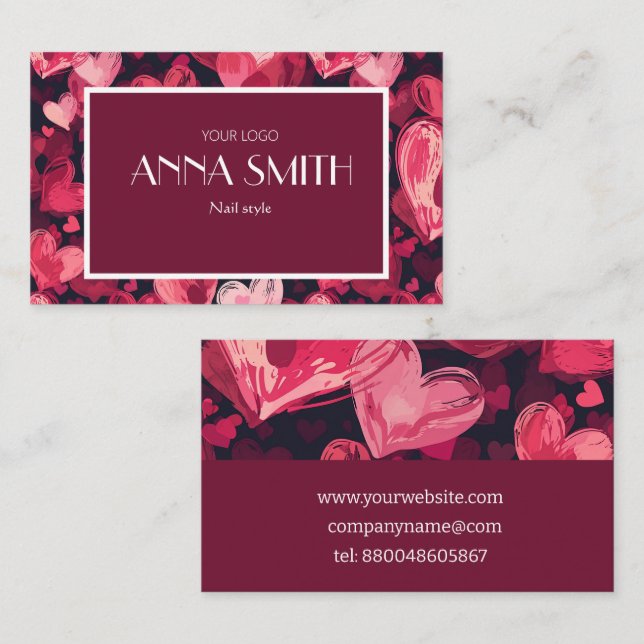 tarjeta de negocios con corazón rojo (Anverso / Reverso)