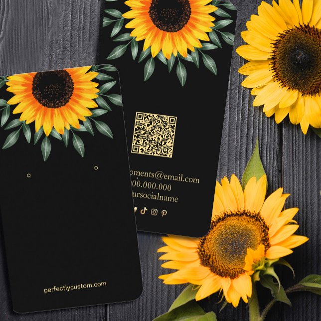 Tarjeta de negocios con girasol para la pantalla d (Sunset Earing Display Business Card with Sunflower Sunset  #sunflowerscard)