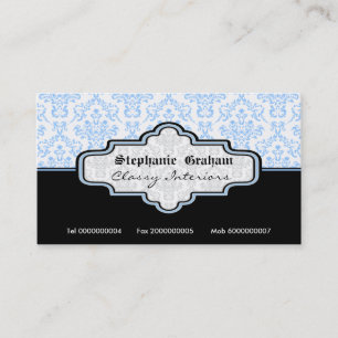 Tarjeta de negocios con interiores de damasco blan