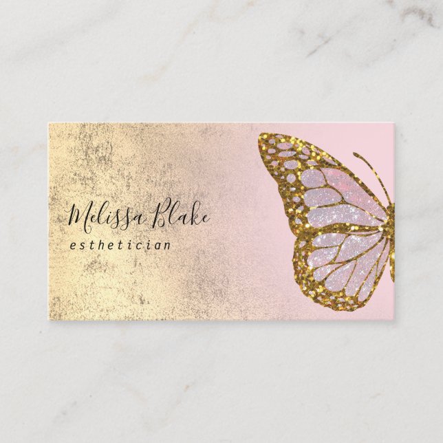 tarjeta de negocios con logotipo de mariposa de do (Anverso)