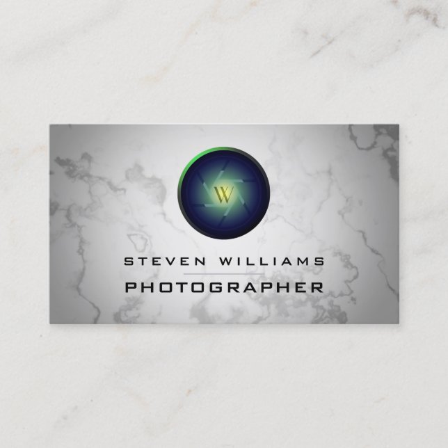 Tarjeta de negocios con luz de lente de cámara tra (Anverso)