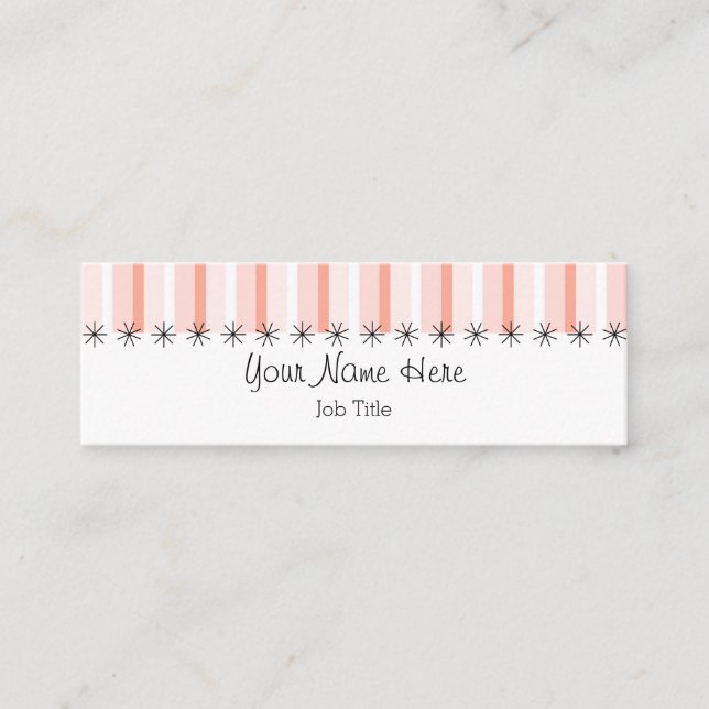 Tarjeta de negocios Coral Stripe Skinny (Anverso)