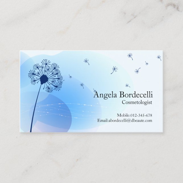 Tarjeta de negocios Cosmetóloga Gentle Dandelion (Anverso)