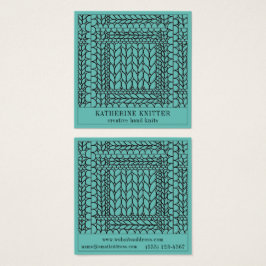 TARJETA DE NEGOCIOS CUADRADA TEAL PUNTADA DEL REVE