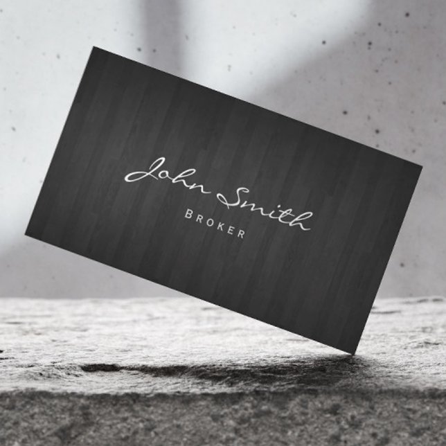Tarjeta de negocios Dark Wood Real Estate Broker (Subido por el creador)