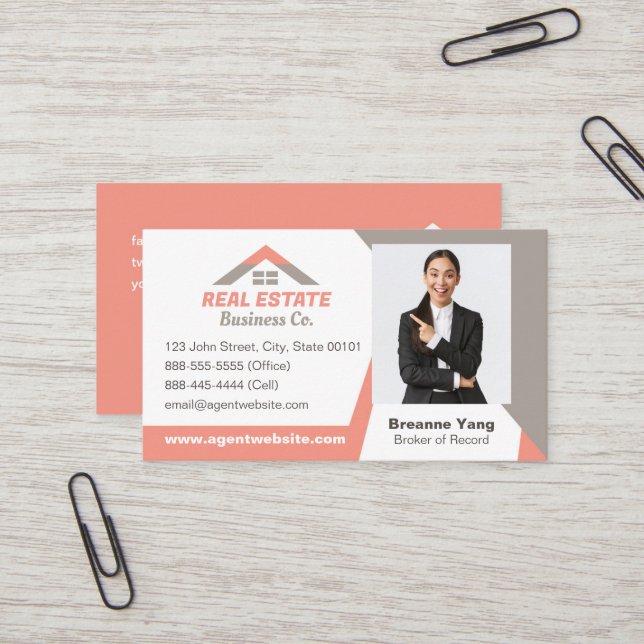 Tarjeta de negocios de agente inmobiliario en rosa (Anverso/Reverso In Situ)
