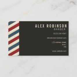 Tarjeta de negocios de barbería de franjas antigua