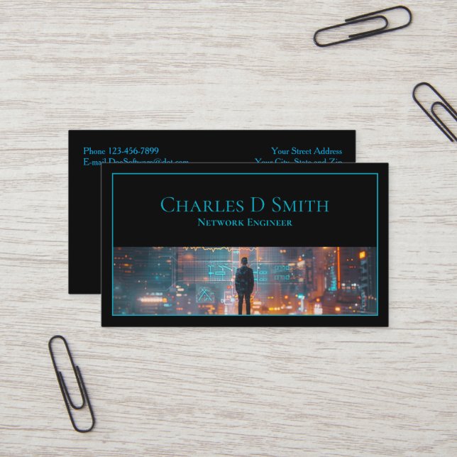 Tarjeta de negocios de ciberseguridad de ingeniero (Anverso/Reverso In Situ)