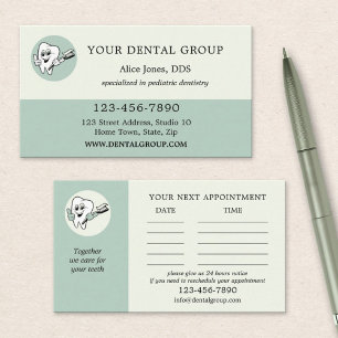Tarjeta de Negocios de Cita con Dentista Verde Sal