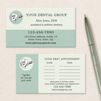 Tarjeta de Negocios de Cita con Dentista Verde Sal