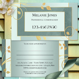 Tarjeta de Negocios de Cita Floral Dorada Verde Sa