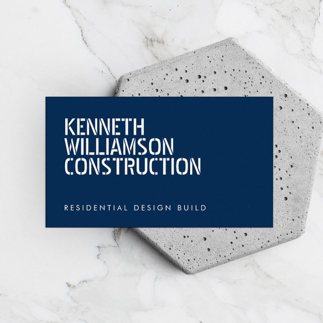 Tarjeta de Negocios de Construcción Azul Stenciada (Subido por el creador)