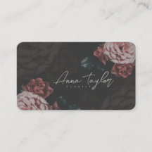 Tarjeta de negocios de época con rosas rosas rosas
