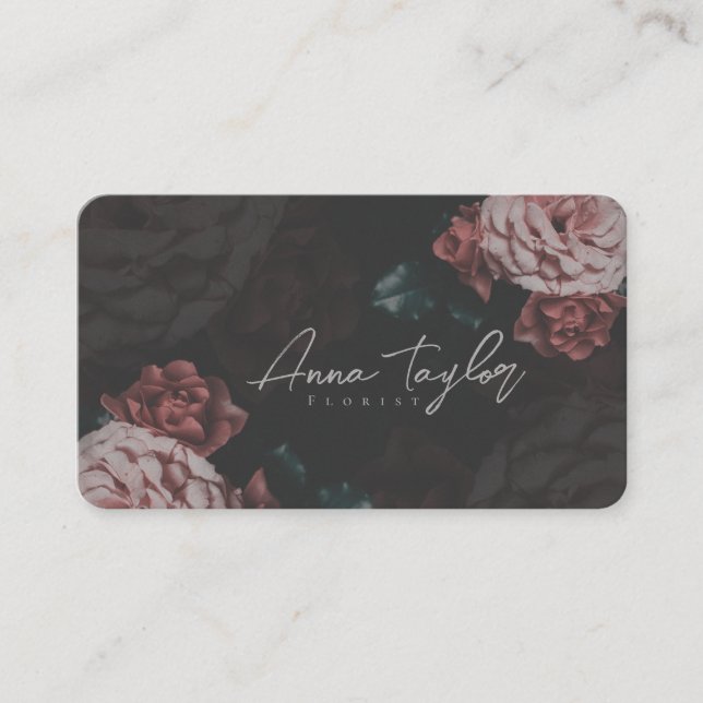 Tarjeta de negocios de época con rosas rosas rosas (Anverso)