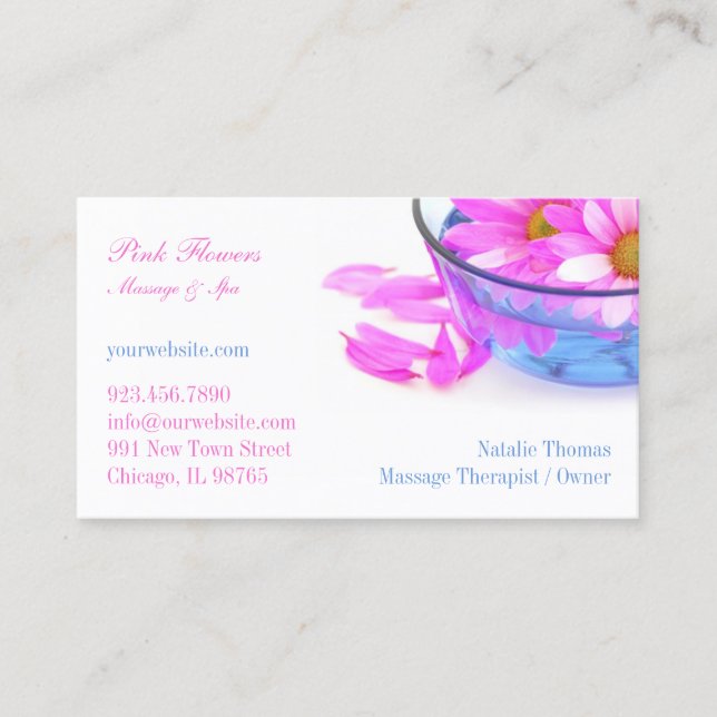 Tarjeta De Negocios De Flores De Masaje (Anverso)