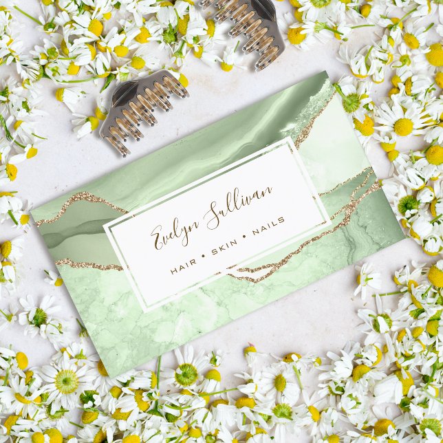 tarjeta de negocios de jade green y gold purpurina (Subido por el creador)