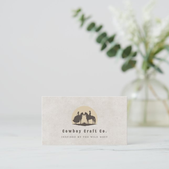 Tarjeta de negocios de la pareja Cowboy (Anverso de pie)