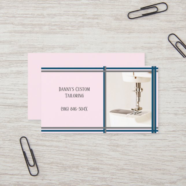 Tarjeta de negocios de máquina de coser rosada (Anverso/Reverso In Situ)