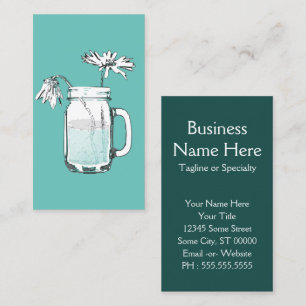 tarjeta de negocios de mason jar daisies
