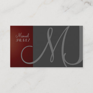 TARJETA DE NEGOCIOS DE MONOGRAM EN RETRO/GRAY/MARO