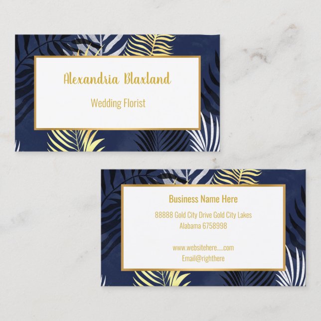 TARJETA DE NEGOCIOS DE ORO AZUL DE LA NAVY INSPIRA (Anverso / Reverso)