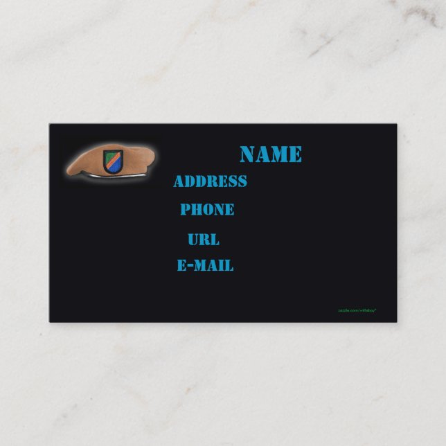 tarjeta de negocios de parches para veteranos de l (Anverso)