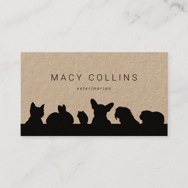 Tarjeta de negocios de silueta de mascotas rusos (Anverso)