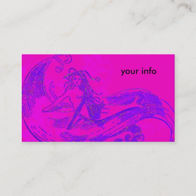 tarjeta de negocios de sirena de onda rosa (Anverso)