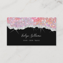 tarjeta de negocios de textura purpurina rosa bril