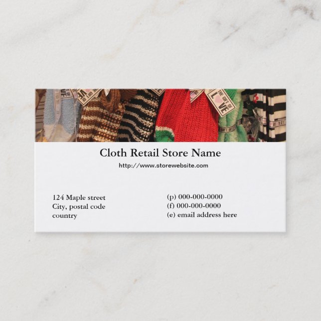 tarjeta de negocios de tienda de ropa (Anverso)