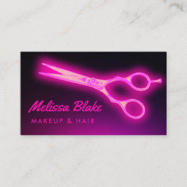 tarjeta de negocios de tijeras rosa neón