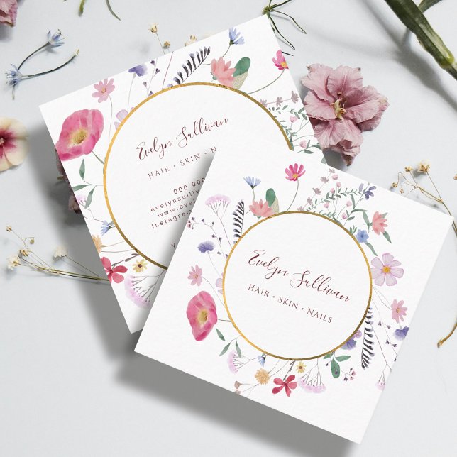 Tarjeta de negocios del círculo dorado de flores s (Subido por el creador)