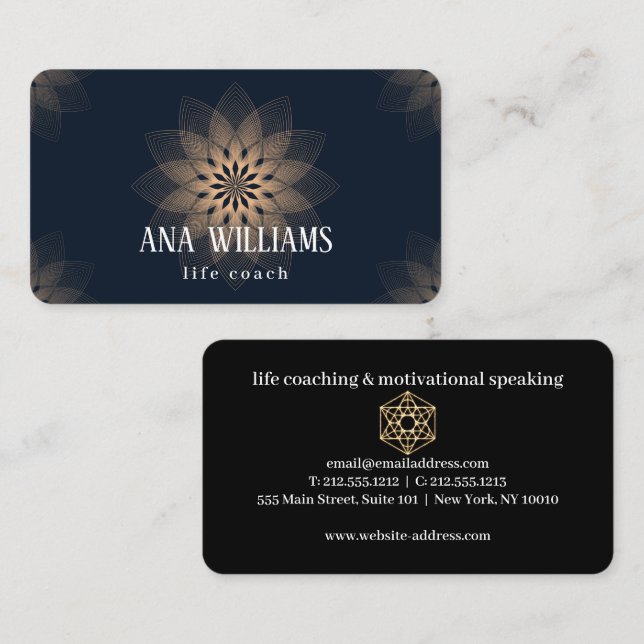 Tarjeta de negocios del profesor de vida de mandal (Anverso / Reverso)