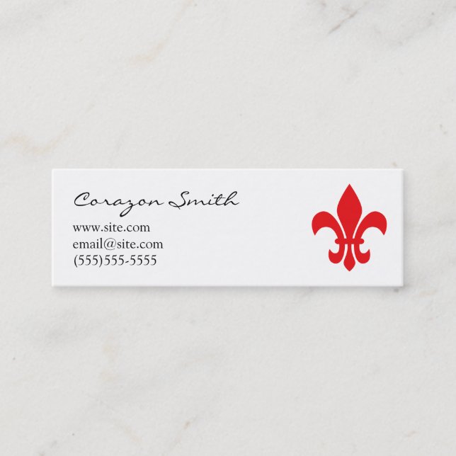 Tarjeta de negocios delgada con Fleur de Lis Roja (Anverso)