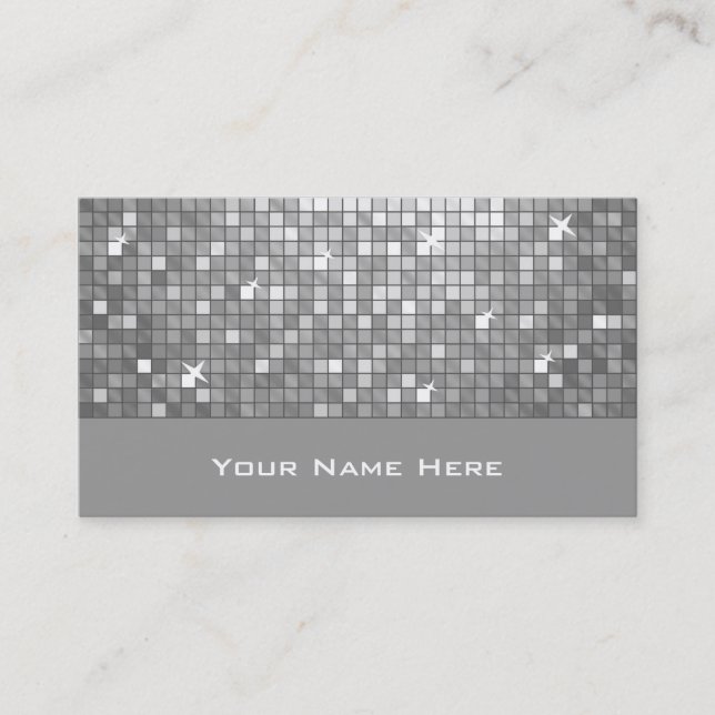 Tarjeta de negocios Disco Tiles "Silver" (Anverso)